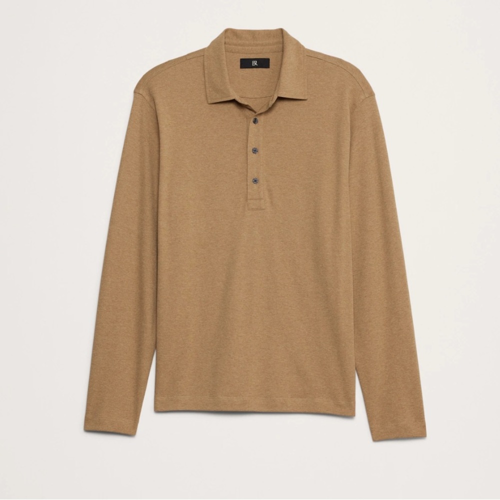 Banana republic Men’s LUXURY-TOUCH LONG-SLEEVE Polo Size: M Color: khaki